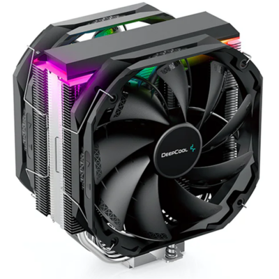 DeepCool AS500 Plus Black CPU Air Cooler, Universal RAM Height Compatibility, Two 140mm PWM Fan, A-RGB Top Cover, 5 Heat Pipe Design for Intel Core/AMD Ryzen CPUs