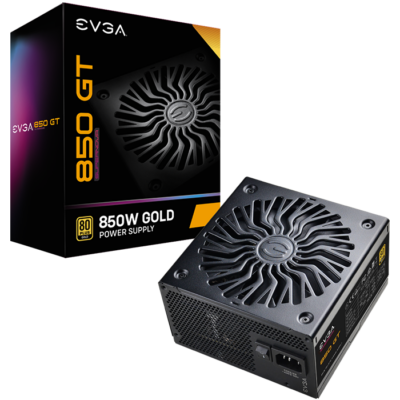 EVGA SuperNOVA 850 GT, 80 Plus Gold 850W, Fully Modular, Auto Eco Mode with FDB Fan, 7 Year Warranty, Includes Power ON Self Tester, Compact 150mm Size, Power Supply 220-GT-0850-Y1