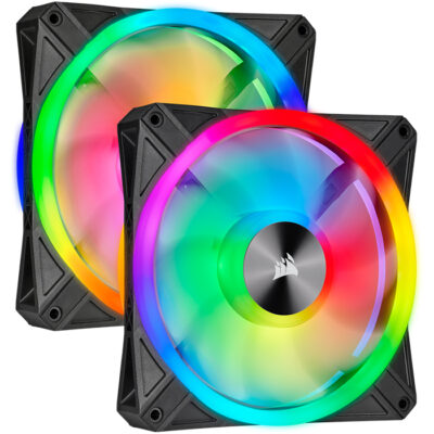 CORSAIR iCUE QL140 RGB 140mm PWM Dual Fan Kit with Lighting Node CORE-Black | CO-9050100-WW