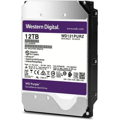 Western Digital 12TB WD Purple Surveillance Internal Hard Drive HDD – SATA 6 Gb/s, 256 MB Cache, 3.5″
