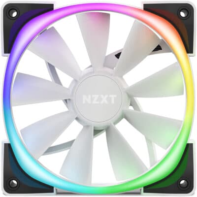 NZXT AER RGB 2-120mm – HF-28120-B1 – Advanced Lighting Customizations – Winglet Tips – Fluid Dynamic Bearing – LED RGB PWM Fan – Single (Lighting Controller REQUIRED & NOT INCLUDED) – White