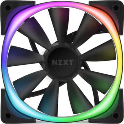 NZXT AER RGB 2-120mm – HF-28120-B2 – Advanced Lighting Customizations – Winglet Tips – Fluid Dynamic Bearing – LED RGB PWM Fan – Single (Lighting Controller REQUIRED & NOT INCLUDED) – Black
