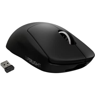 Logitech G PRO X SUPERLIGHT Wireless Gaming Mouse, Ultra Lightweight 63 g, HERO 25K Sensor, 25,600 DPI, 5 Programmable Buttons, Long Battery Life, On-Board Memory, for esports, PC / Mac – Black
