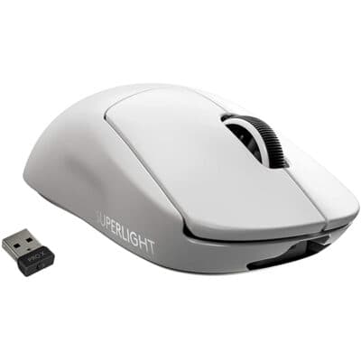 Logitech G PRO X SUPERLIGHT Wireless Gaming Mouse, Ultra Lightweight 63 g, HERO 25K Sensor, 25,600 DPI, 5 Programmable Buttons, Long Battery Life, On-Board Memory, for esports, PC / Mac – White