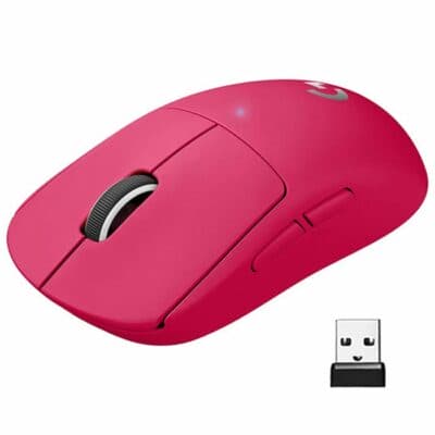 Logitech G PRO X SUPERLIGHT Wireless Gaming Mouse, Ultra Lightweight 63 g, HERO 25K Sensor, 25,600 DPI, 5 Programmable Buttons, Long Battery Life, On-Board Memory, for esports, PC / Mac – Magenta