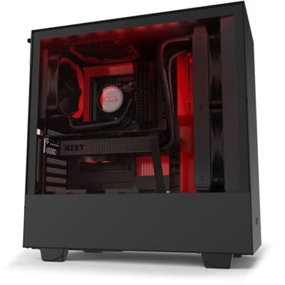NZXT H510i Black&Red Compact Mid-Tower Case with RGB Front I/O USB Type-C Port Vertical GPU Mount Tempered Glass Side Panel | CA-H510i-BR1