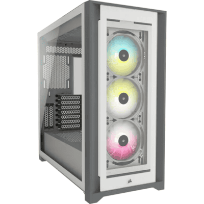 CORSAIR iCUE 5000X RGB Tempered Glass Mid-Tower ATX PC Smart Case — White | CC-9011213-WW