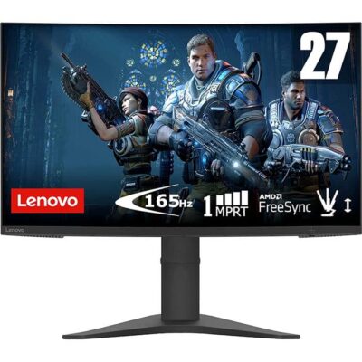 Lenovo G27c-10 27″ FHD VA Curved Monitor, 1500R M Curvature, 1ms Response Time, 165Hz Refresh Rate, 1920 x 1080 Resolution, HDMI +DP, Freesync, LT, WLED