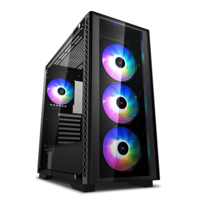 Deepcool MATREXX 50 Addressable RGB 4Fan Mid-Tower Case, 4x120mm, ADD-RGB Fans, Tempered Glass, Motherboard Sync Control – Black
