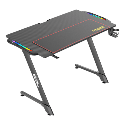 Twisted Minds Z Shaped Gaming Desk Carbon fiber texture – RGB | TM-Z-1060-RGB