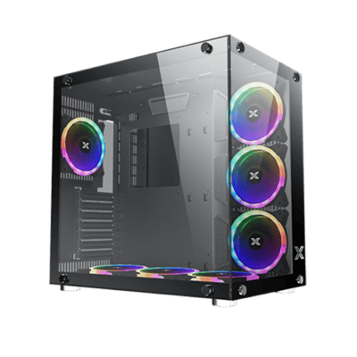 Xigmatek Aquarius Plus 7 fan RGB Black,USB3.0x2+USB2.0x1, Front & Left Tempered Glass ATX Mid Tower Gaming Case
