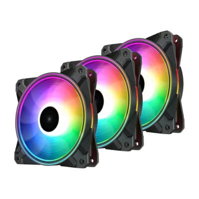 DeepCool CF120 PLUS-3 IN 1 RGB 120mm Fan, Addressable RGB LED Lighting 3 pack, Black | DP-F12-AR-CF120P-3P