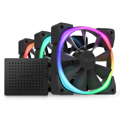 NZXT Aer RGB 2 120mm fans Triple Starter Pack with RGB & Fan Controller, Black