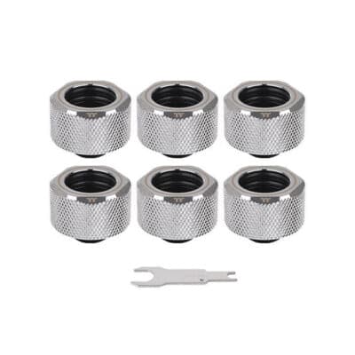 Thermaltake Pacific C-PRO G1/4 PETG Tube 16mm OD Compression – Chrome (6-Pack Fittings) | CL-W213-CU00SL-B
