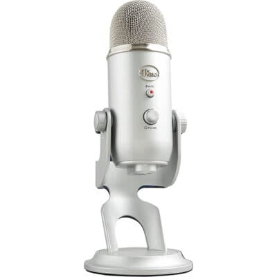 Logitech Blue Yeti USB Microphone, 120 dB Sensitivity, Corded USB, For Podcasting / Streaming / ASMR & More, Broadcast Quality 48 kHz / 16-Bit Audio, Silver | 988-000238