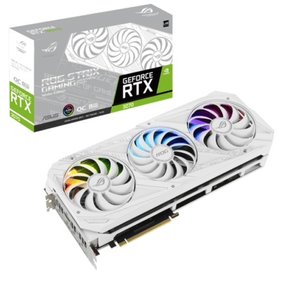 Asus ROG Strix GeForce RTX 3070 V2 White OC Edition 8GB GDDR6 LHR Graphics Card | 90YV0FR9-M0NA00