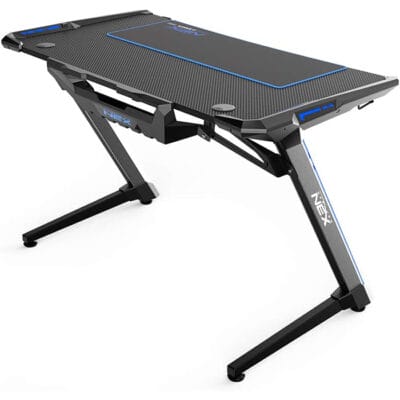 DXRacer NEX Gaming Desk – Black/Silver/Blue | TG-GDN001-NS-1
