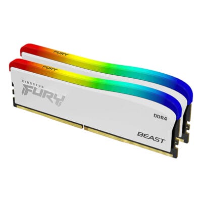 Kingston Fury Beast 16GB 3600MT/s (Kit of 2) DDR4 CL17 DIMM White RGB Special Edition | KF436C17BWAK2/16