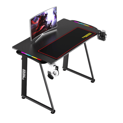 Twisted Minds A Shaped Gaming Desk Carbon fiber texture – RGB | TM-A-1060-RGB