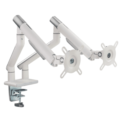 Twisted Minds Dual Monitors Premium Slim Aluminum Spring-Assisted Monitor Arms – White | TM-49-C012-W