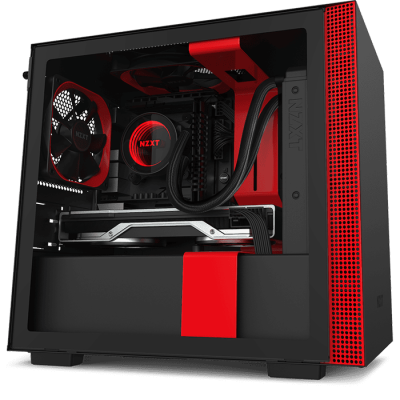 NZXT H210 Mini-ITX Case with Tempered Glass, Black and Red | CA-H210B-BR