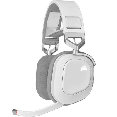 CORSAIR HS80 RGB WIRELESS Premium Gaming Headset with Spatial Audio, White | CA-9011236-EU