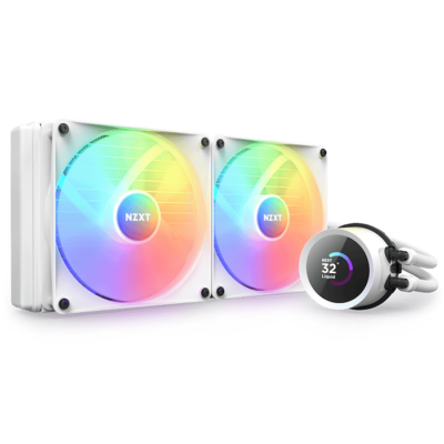 NZXT Kraken 280 RGB, 280mm AIO Liquid Cooler with LCD Display and RGB Fans, White | RL-KR280-W1
