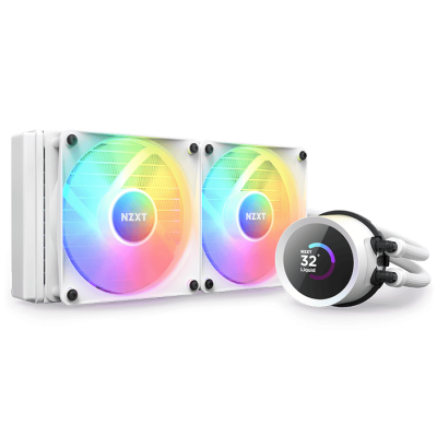 NZXT Kraken 240 RGB, 240mm AIO Liquid Cooler with LCD Display and RGB Fans, White | RL-KR240-W1