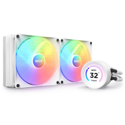 NZXT Kraken Elite 280 RGB, 280mm AIO Liquid Cooler with LCD Display and RGB Fans, White | RL-KR28E-W1