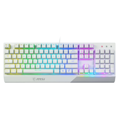 MSI Vigor GK30 Wired RGB Mech Gaming Keyboard, Plunger Switches, USB 2.0 Interface, 6 Keys Rollover/20 Keys Anti-Ghosting, Water Repellent, 12+ Million Keystroke, AR Layout, White | S11-04AR301-CLA