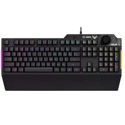 Asus TUF RA04 Gaming K1 RGB keyboard with dedicated volume knob, spill-resistance, side light bar and Armoury Crate, AR | 90MP01X0-BKCA00