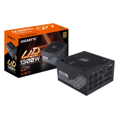 GIGABYTE UD1300GM PG5 1300W Fully Modular PSU, 80 PLUS Gold Certified, 140mm Smart Hydraulic Bearing (Hyb) Fan, Active PFC, Main Japanese Capacitors, Support PCIe Gen 5.0 GPU, Black | GP-UD1300GM