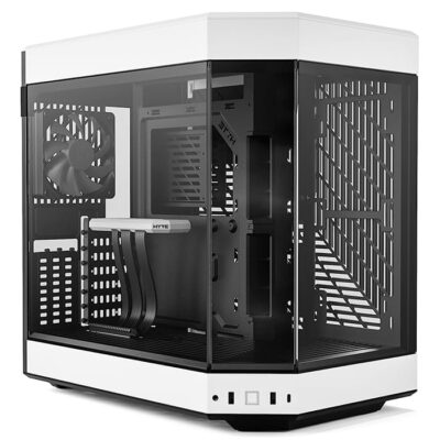 HYTE Y60 Modern Aesthetic Mid-Tower ATX Gaming PC Case, Panoramic Tempered Glass Design, Dual Chamber, 360mm Radiator Support, 6x 120mm Fans, PCIE 4.0 Cable, White | CS-HYTE-Y60-BW