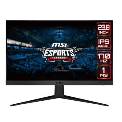 MSI G2412 Flat Gaming Monitor, 24″ FHD 1920×1080 IPS Display, 170Hz Refresh Rate, 1ms (MPRT) Response Time, 16.7M Colors, FreeSync Premium, 2x HDMI, 1x DP | 9S6-3BA41T-097