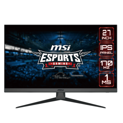 MSI G2722 Gaming Monitor, 27″ FHD 1920×1080 IPS Anti-glare Display, 170Hz Refresh Rate, 1ms (MPRT) Response Time, 16.7M Display Colors, FreeSync Premium, 2x HDMI 1x DP, Black | 9S6-3CB51T-078