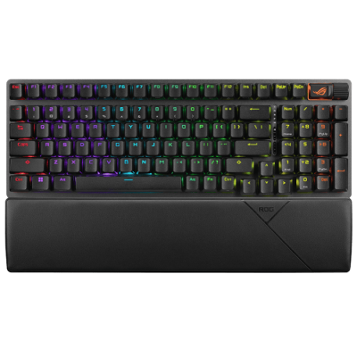Asus ROG Strix Scope II 96 Wireless gaming keyboard with tri-mode connection, streamer hotkeys, multifunction controls, hot-swappable pre-lubed ROG NX Snow mechanical switches
