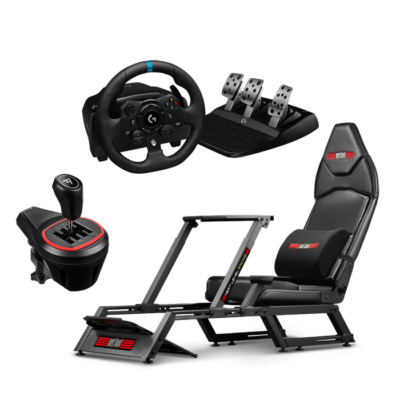 Drag Racing Complete Bundle includes ( F-GT SIMULATOR COCKPIT, Logitech G923 Racing Wheel, Thrustmaster TH8S Shifter) for PC, PS5, PS4