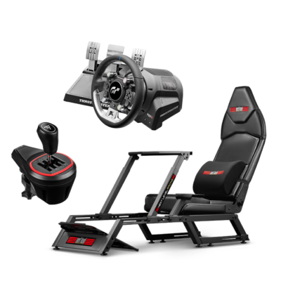 Next Level Racing Complete Bundle includes ( F-GT SIMULATOR COCKPIT, Thrustmaster T-GT II Racing Wheel, Thrustmaster TH8S Shifter) for PC, PS5, PS4