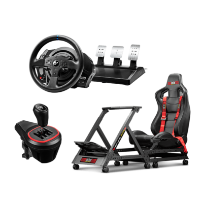 Thrustmaster Complete Racing Bundle includes ( GTTrack Simulator Cockpit, Thrustmaster T300 RS GT Racing Wheel, Thrustmaster TH8S Shifter) for PC, PS5, PS4