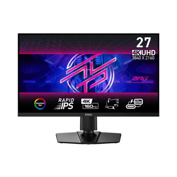 MSI MPG 274URF QD Gaming Monitor, 27" 4K UHD Rapid IPS Display, 0.5ms (GtG) Response Time, 160Hz Refresh Rate, AMD FreeSync Premium Technology, 1.07B Display Colors, Black | 9S6-3CC29H-263