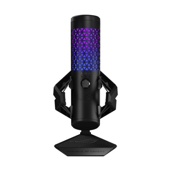 Asus ROG Carnyx Professional cardioid condenser gaming microphone, studio-grade 25 mm condenser capsule, 192 kHz / 24-bit sampling rate, high-pass filter, built-in pop filter, Aura Sync RGB lighting