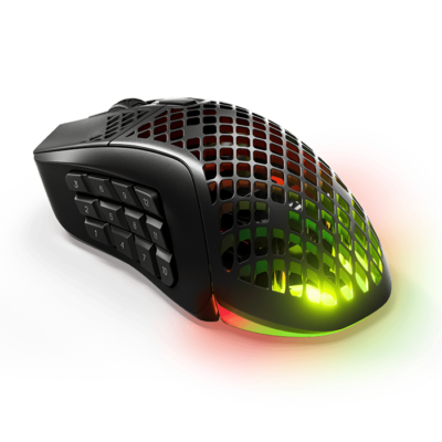 SteelSeries Aerox 9 Wireless Gaming Mouse, 40G Acceleration, 18000 in 100 CPI Increments, Ultra Lightweight, 3 RGB Zone, IP54 Water Resistance, Bluetooth 5.0,180H Battery Life, USB-C, Onyx | 62618