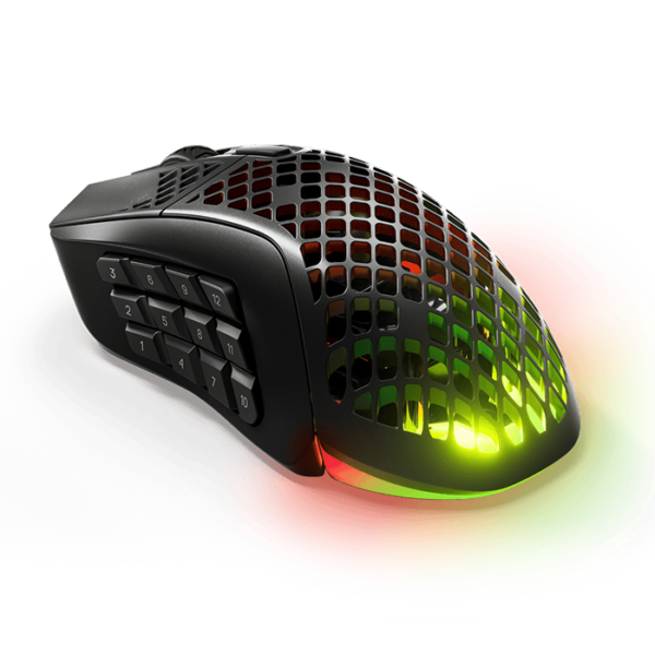 SteelSeries Aerox 9 Wireless Gaming Mouse, 40G Acceleration, 18000 in 100 CPI Increments, Ultra Lightweight, 3 RGB Zone, IP54 Water Resistance, Bluetooth 5.0,180H Battery Life, USB-C, Onyx | 62618