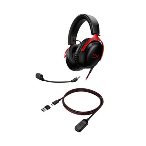 HyperX Cloud III Wired Gaming Headset, For PC / PS5 / PS4 / Xbox Series, Angled 53mm Drivers, Noise Cancelling, With LED Mic Mute Indicator, 10Hz-21kHz Frequency Response, Black/Red | 727A9AA - Image 5