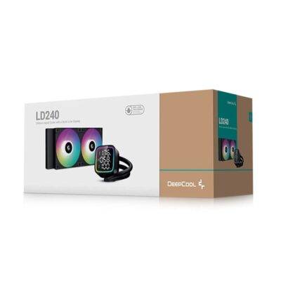 DeepCool LD240 Optimized 240mm Liquid CPU Cooler with Multiline LED Digital Display, Real-Time CPU Status, 2x 120mm FD12 ARGB Fans, 2400 RPM Fan Speed, 72.04 CFM Airflow, Black | R-LD240-BKMSN-G-1