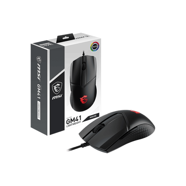 MSI Clutch GM41 Wired Lightweight Gaming Mouse Single, 16000 dpi Optical Sensor, RGB LED Light, 1ms Polling Rate, 6 Programmable Buttons, NVIDIA Reflex Compatible,, Black | S12-0401860-C54 - Image 3