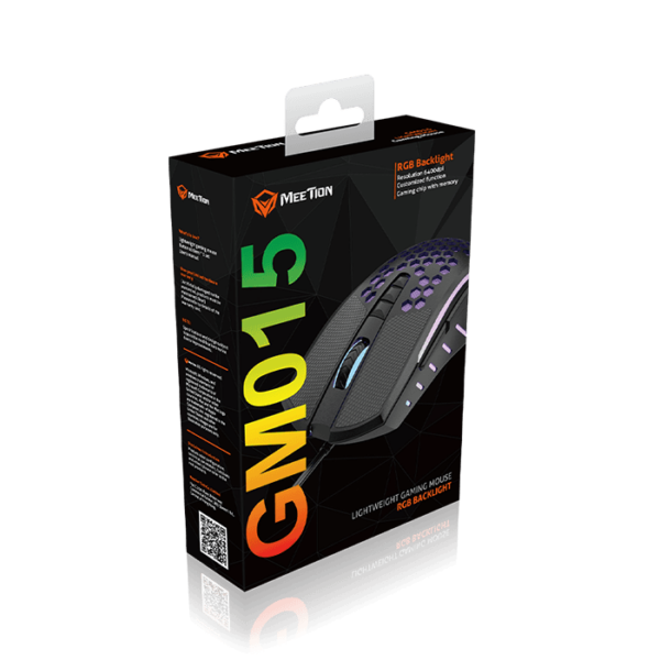 Meetion GM015 Gaming Mouse, Optical, RGB, Wired, USB, Lightweight Honeycomb - Black | MT-GM015 - Image 3