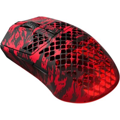SteelSeries Aerox 3 Wireless FaZe Clan Edition Wireless Mouse, Next-Gen Golden Micro IP54 Switches, 40G Acceleration, 18000 CPI Increments, 1ms Polling Rate, 6 Buttons, Black / Red | 62609