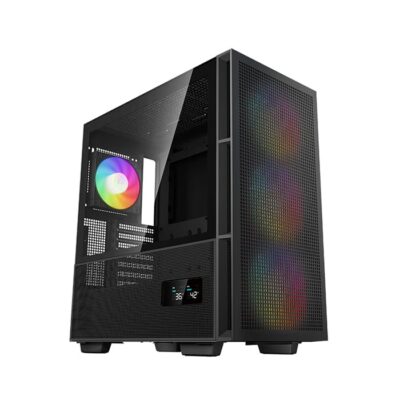 Deepcool CH560 Digital ATX Mid Tower Computer Case, ABS+SPCC+Tempered Glass Materials, Real-Time Dual-Status Digital Display, Hybrid Airflow Glass Side Panel, Black | R-CH560-BKAPE4D-G-1