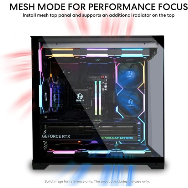 Lian Li O11 Vision Compact Tower Computer Case, Up to 360mm Radiator & 9x 120mm Fan Support, 1x 4mm & 1x 3mm Tempered Glass Panels, Steel & Aluminum Materials, Black | G99.O11VPX.00 - Image 2
